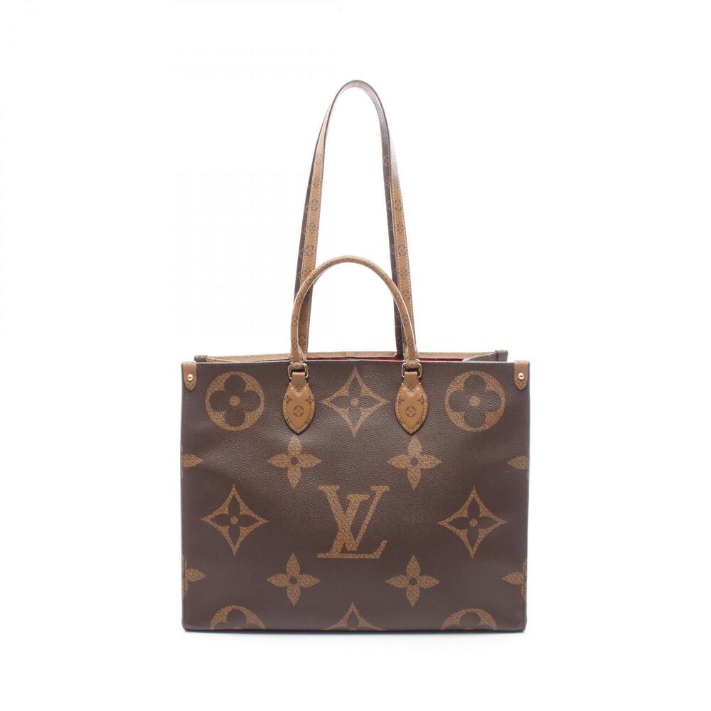 Louis Vuitton On The Go Tote Bag Canvas Monogram Giant Reverse Brown Beige Cream